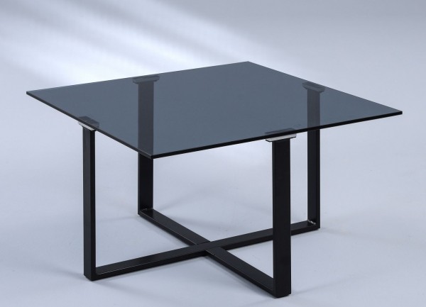 Couchtisch "Louisa" 80 x 45 x 80 cm schwarz Sicherheitsglas Metallgestell grau