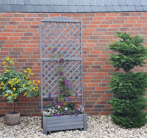 Rankkasten "Mariella", Gartenblumenkasten, grau, wetterfest, 80 x 38 x 210 cm, Blumenkasten, Garten