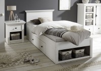 Bett "Feres S" mit Bettschubkasten, Pinie Weiss Nachbildung, 105x92x212 Bett "Feres S" mit Bettschubkasten, Pinie Weiss Nachbildung, 105x92x212