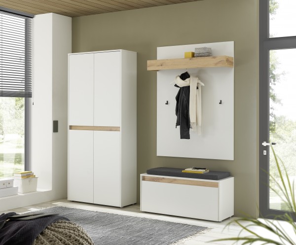 3er-Set Garderobe Boston II Wotan Eiche Holzdekor weiß 185x200x40cm