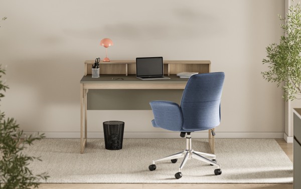 Schreibtisch "Stranda" 2tlg., Eukalyptus Skandi Eiche, 120x76-91x60 cm