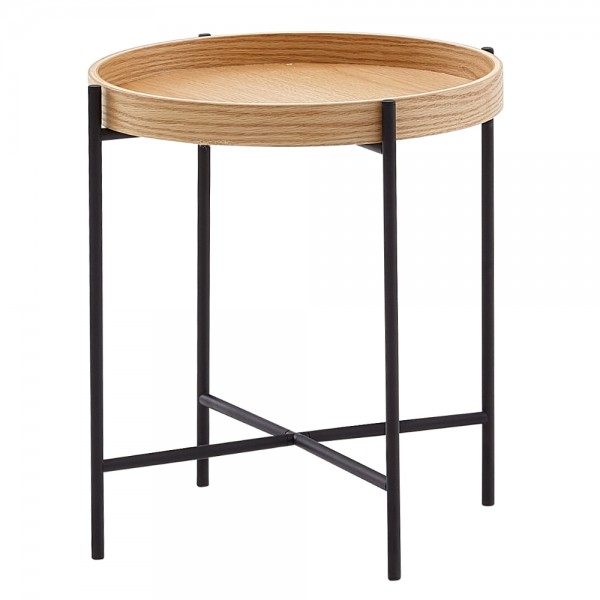 Beistelltisch "Echo I" rund 40x40x45cm Holz/Metall Eiche Tisch Sofatisch Wohnzimmertisch Kaffeetisch