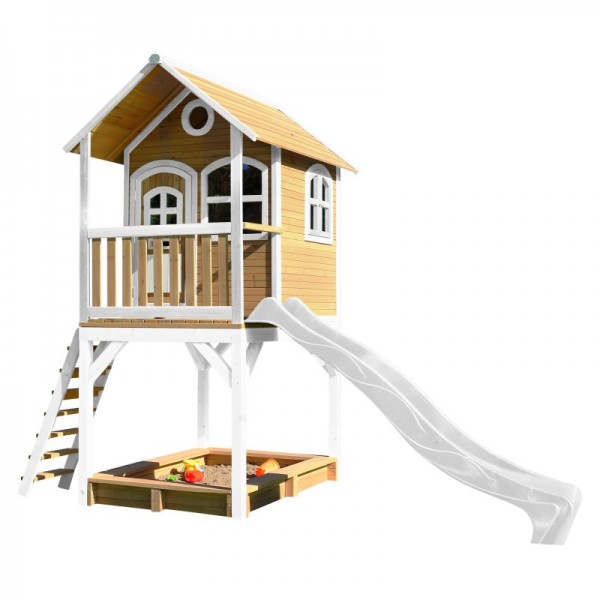 Holzspielhaus "Alexis III" 191x370x291cm, hemlock Holz, Rutsche+Sandkasten