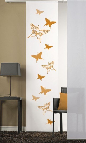 Emotion Textiles Schiebevorhang Flächenvorhang Schmetterlinge 2 Orange incl. Montagesatz