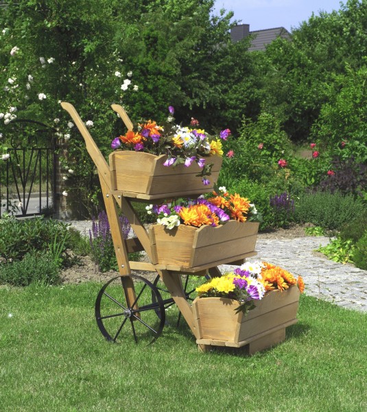 3er Set Blumenkästen für Blumenkarre "Margarete" honigbraun imprägniert 68x24x17cm