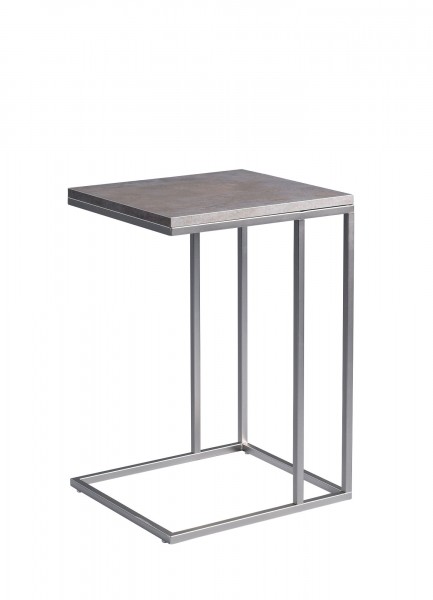 Beistelltisch "Meggi 1" Dekor Keramikoptik Gestell Metall Edelstahloptik 38x62x43cm Tisch