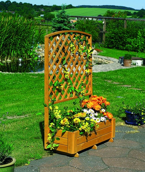Rankkasten "Jolie" Kasten honigbraun wetterfest 91x41x130cm Blumenkasten