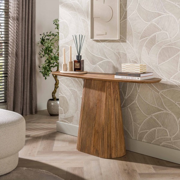 Konsolentisch „Luno Wave“ – Wave-Struktur, Massivholz Mango Sand