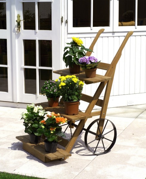 Blumenkarre "Margarete" honigbraun imprägniert 68x88x106cm Gartendekoration