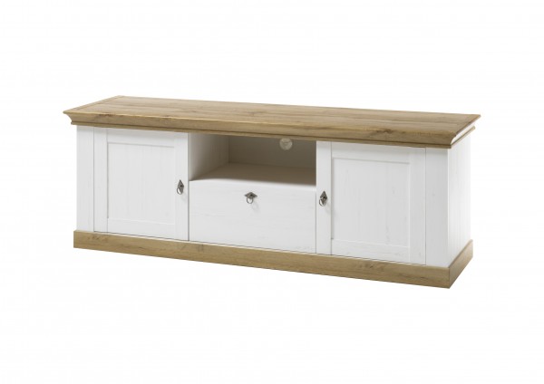 Lowboard "Côte d’Azur", Pinie weiß/Wotan Eiche NB, 183 x 64 x 52 cm, Unterschrank, Wohnzimmer