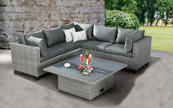 Lounge Gruppe "Dayton" 6-tlg. Aluminiumgeflecht grau höhenverstellbar Gartenset Sitzgruppe