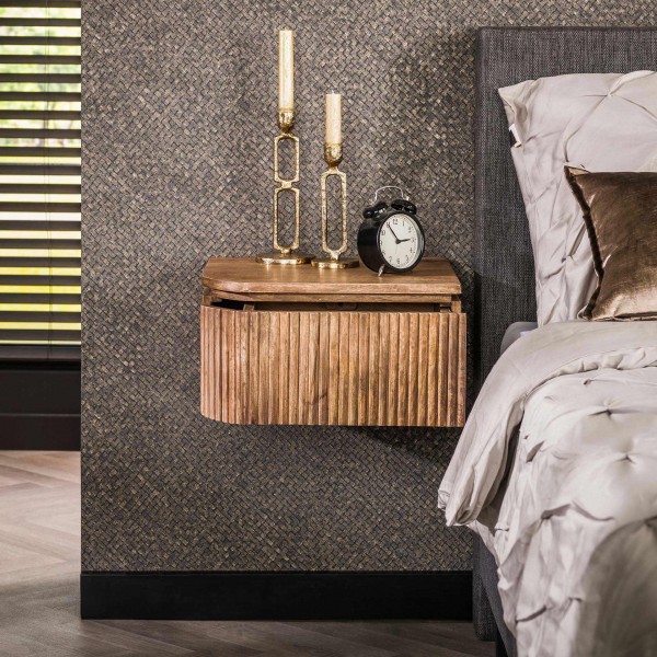 Nachttisch "Quincy", 2er Set, hängend, Mangoholz, massiv, Beistelltisch