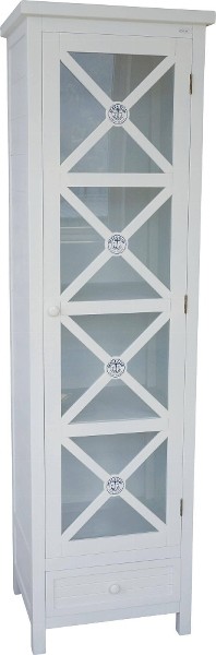 Beauty.Scouts Vitrine "Coast" weiß 56x45x194cm Beachhouse Look Glasvitrine Standvitrine