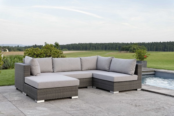 Loungeset "Camilo", lakritz/grau meliert, 5er-Set, inkl. Polster, Gartenmöbelset, Loungemöbel, Garten