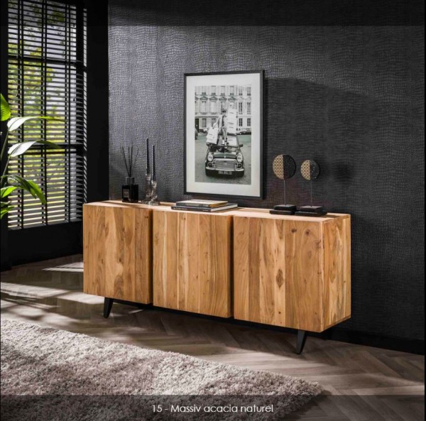 Sideboard "Silkeborg"  3 Türen block, Akatienholz, naturell