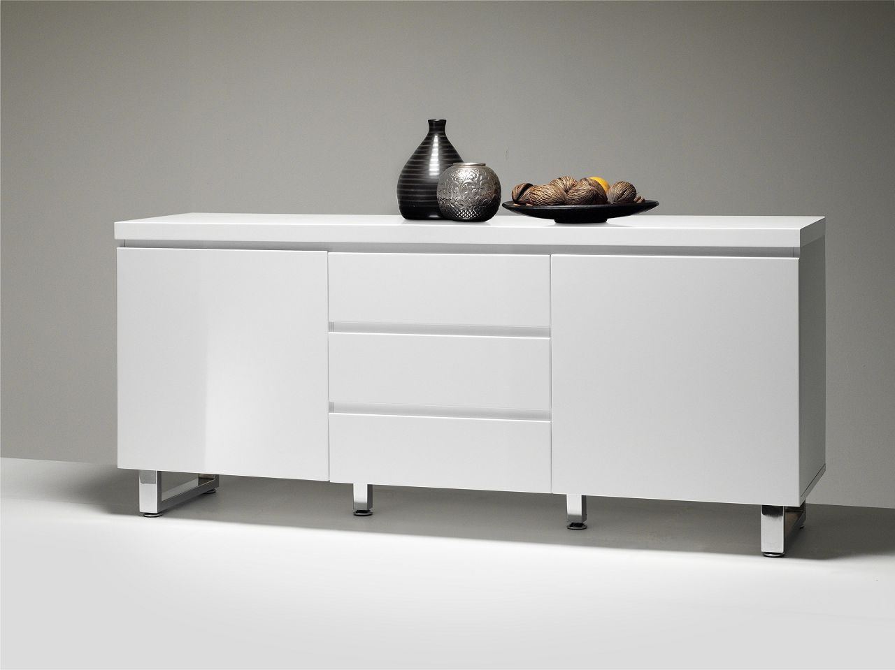 Kommode Sydney Schubkastenkommode in weiß Hochglanz lackiert mit 3 Schubkästen