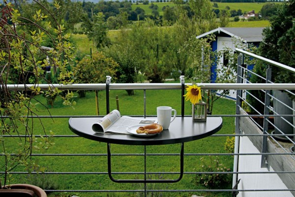 Balkon-Hängetisch "Urup" anthrazit halbrund 100x50cm Gartentisch Tisch