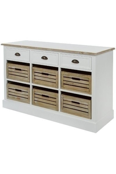 Beauty.Scouts Sideboard "Florenz" mit 3 Schubladen und 6 Körben, weiss antik, Trendiger Landhausstil