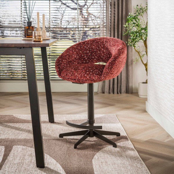 Barstuhl „Emily“ – 2er-Set, höhenverstellbar, 360° drehbar, bronzebraunes Gestell, 4 Farben