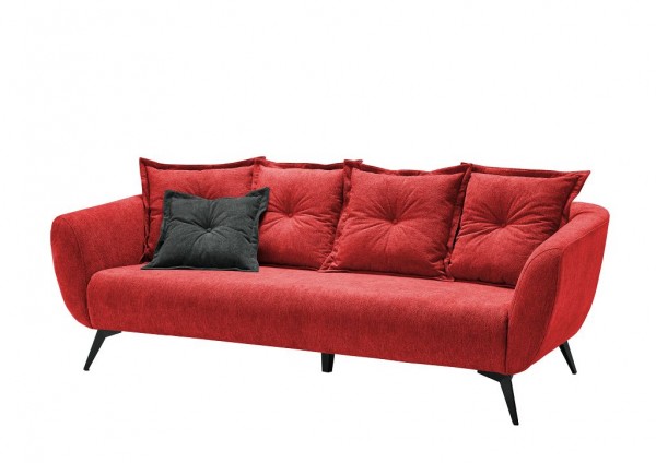 3-Sitzer Sofa "Mary" schwarz rot 236x 80/94 x 103 cm (B/H/T) 100% Polyester Metallbeine