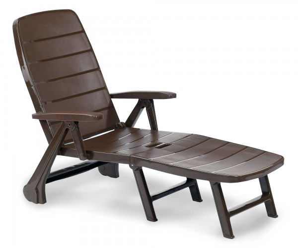 Rollliege "Phil" 72x189x97cm Kunststoff braun Gartenliege Gartenmöbel Sonnenliege Garten