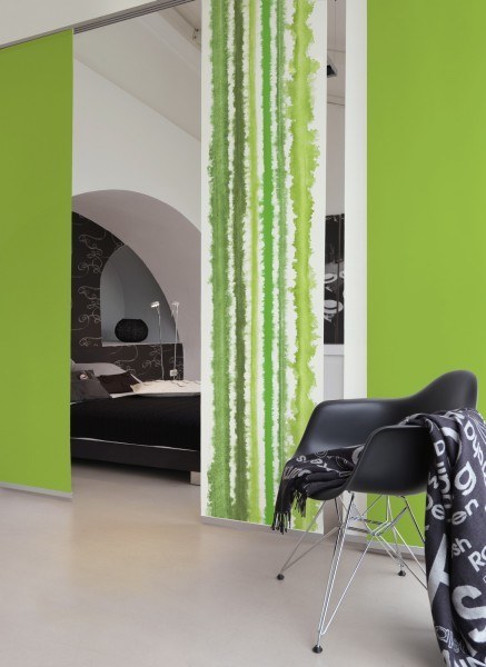 1-teiliger Flächen-Schiebevorhang Emotion Textiles Aquarell Streifen grün 60 x 260 cm
