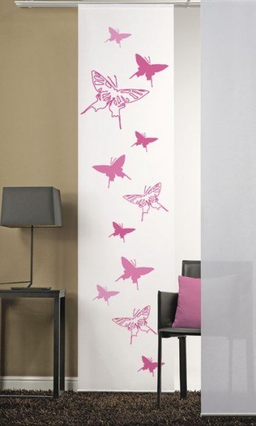 Emotion Textiles Schiebevorhang Flächenvorhang Schmetterlinge 2 Pink incl. Montagesatz