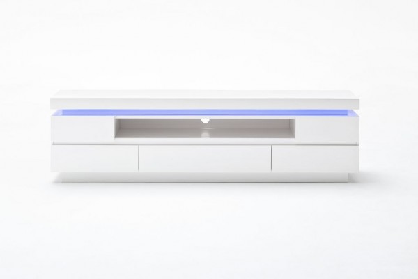TV-Lowboard, "Cardoo Close" Hochglanz weiss, 175x49x40 cm inkl. blau LED Beleuchtung