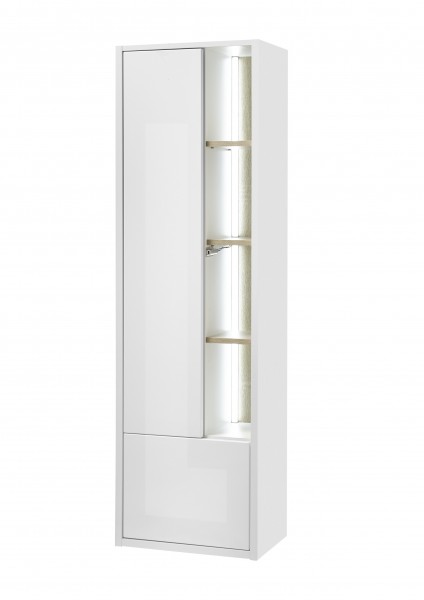Schrank "Studio" 2-türig, Weiß MDF Hochglanz, 45x150x30 cm