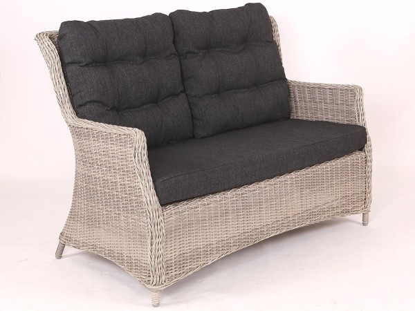 Sofa Loungesofa &quot;Sally&quot; Rattan vintage weiss inkl. Polster anthrazit