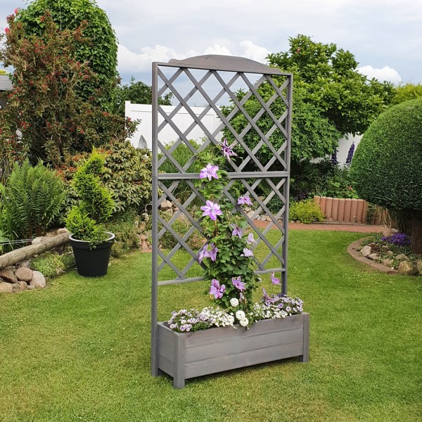 Rankkasten "Joleen", Gartenblumenkasten, grau, wetterfest, 110 x 32 x 210 cm, Blumenkasten, Garten