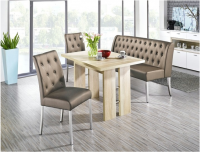 Essgruppe "Ohio II" Wangentisch Eiche Sonoma 1x Polsterbank 2x Stuhl Lederimitat Cappuccino Essgruppe "Ohio II" Wangentisch Eiche Sonoma 1x Polsterbank 2x Stuhl Lederimitat Cappuccino