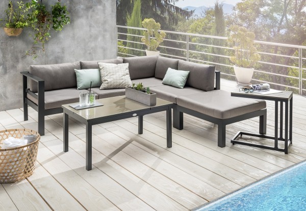 Sofaset "Lennox", 4er-Set, Gartensofaset, Balkonsofaset, mit Tisch, mit Polster, Garten, Balkon