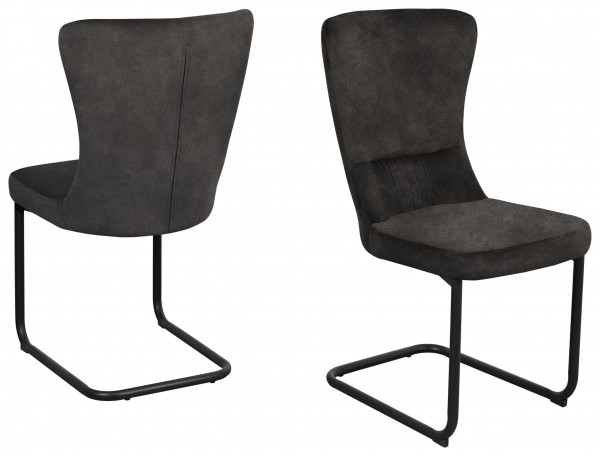 2er-Set Schwingstuhl "Torben" schwarz/vintage anthrazit, 51x95x60cm, Esszimmerstuhl, Küche