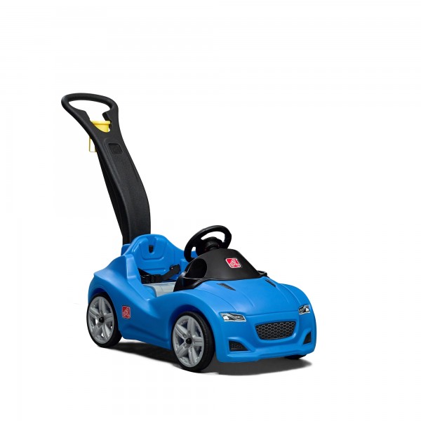Kinderauto "Vettel" in blau mit Schiebegriff aus Kunststoff 120,7x50,2x90,8cm