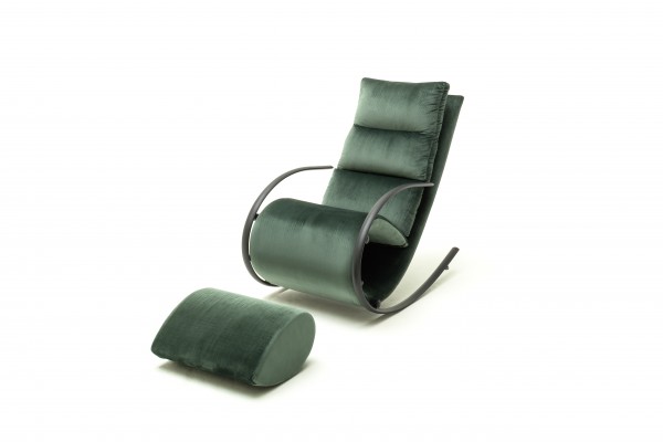 Relax Sessel "Favio I" mit Fußstütze Stoff: Samt dunkelgrün Gestell schwarz matt 67x111x102cm Sessel