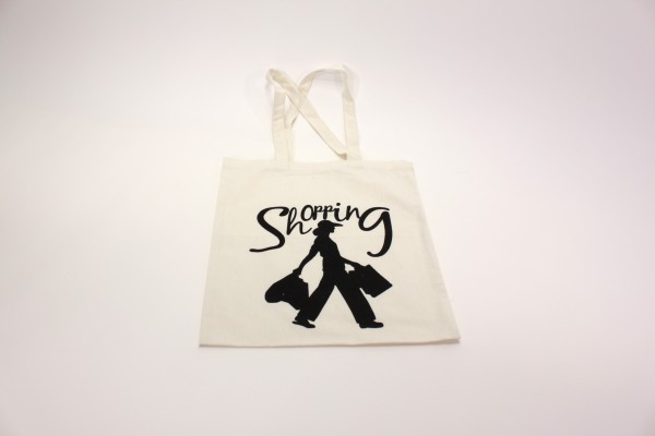 Beauty.Scouts Einkaufsbeutel "Shopping Queen" Canvas weiss mit schwarzer Schrift Logo