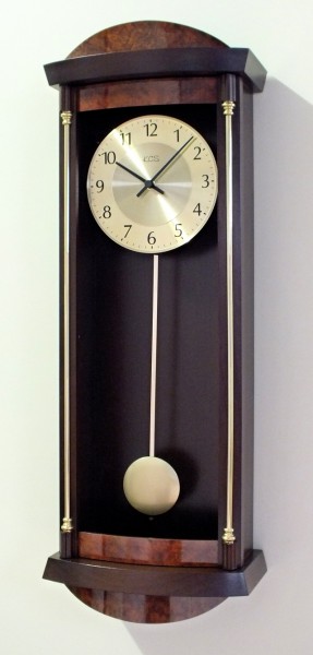 Wanduhr mit Pendel "Worcester", Uhr, Wanduhr, Pendeluhr, Buche, Küche, Wohnzimmer, Diele/Flur, 69x25 cm, in Nussbaum