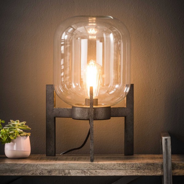 Tischlampe "Dizy" Stahlrahmen Silber rechteckig 18x18x21cm (B/T/H) Industrial Style Zijlstra 