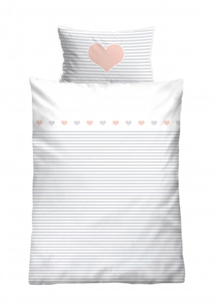 Beauty.Scouts Baumwoll-Single-Jersey-Kinderbettwäsche "Heart", weiß