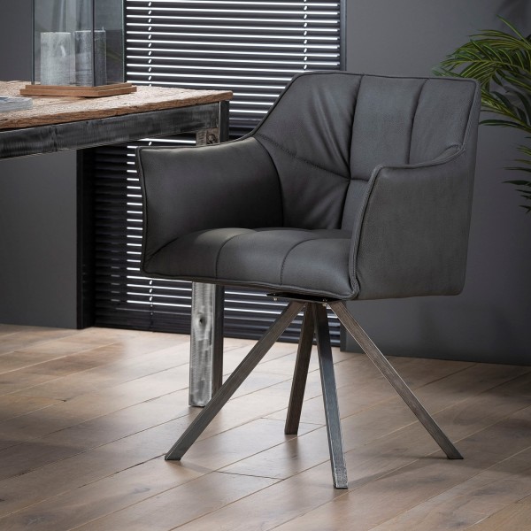 Zijlstra 4942-44B - Buffelo Schwarz Armstuhl Raster drehbar Edelstahl 2 St./Ctn 2er Set Stuhl "James" schwarz Lederoptik Edelstahlgestell 63x58x81cm 