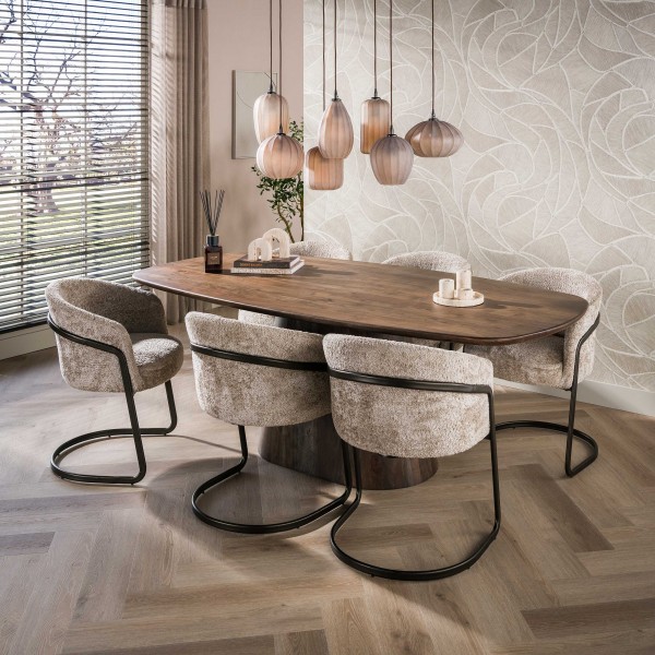 Esstisch „Marisol XL“ – Dänisch oval 215 cm, Massivholz Akazie, Warmbraun