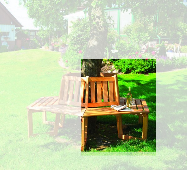 Baumbank "Leon I", Kiefer, honigbraun, 205 x 89 x 90 cm, 180°-Bank, Gartenbank, Bank, Garten