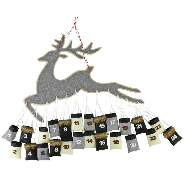 Adventskalender "Christmas Time" Rentieradventskalender Rentiermotiv 80x80cm Filz