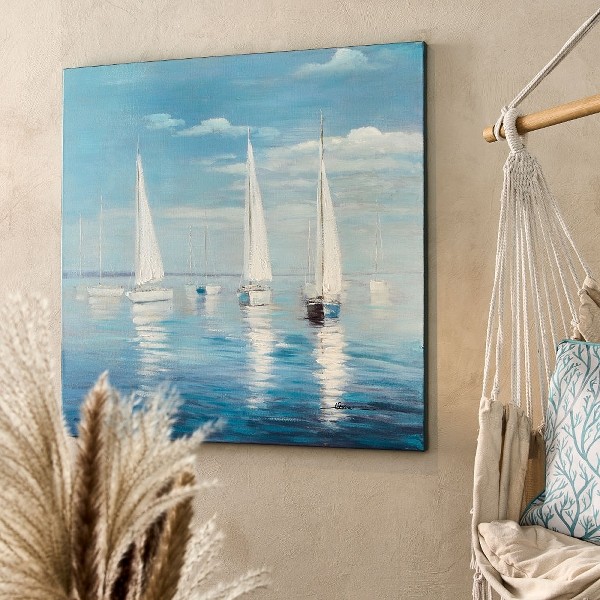 hangemaltes Acylgemälde "Auf See" Gemälde, auf Leinwand, 100x100 cm