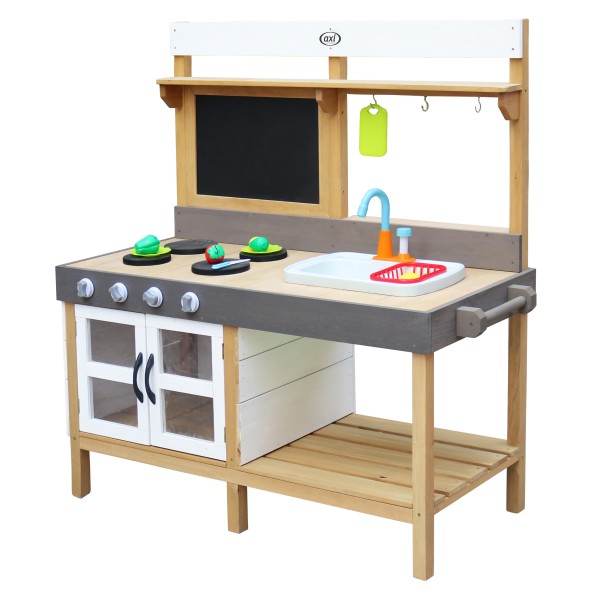 Kinderspielküche "Kiana XL" braun grau weiß Holz 50 x 115 x 120 cm Spielküche Kinderküche