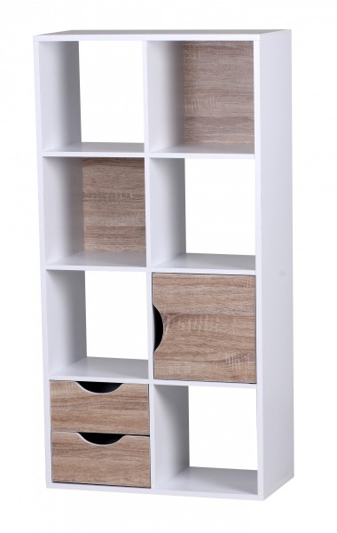 Bücherregal &quot;Berry&quot; weiß Sonoma Eiche Holznachbildung 60x120x30cm Schrank Regal