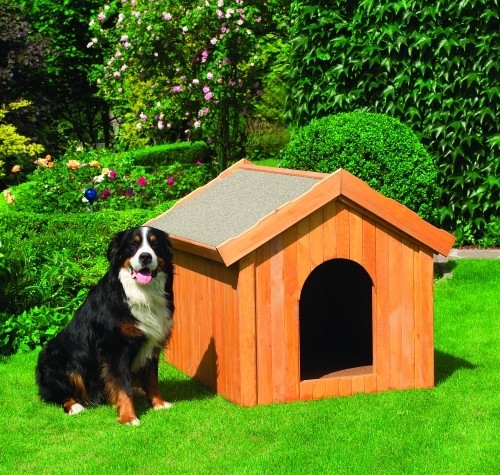 Hundehütte "Canis II" groß 114x102x96cm Kiefernholz massiv honigbraun Hütte Hund Garten