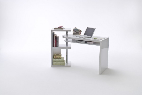Kombi-Schreibtisch "Flexibu", Hochglanz weiß, 145x94x50 cm