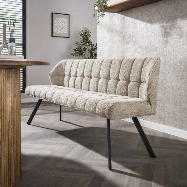 Sitzbank "Bodaway 2", Boucle sandfarbe, Stahlgestell, robust, 180 x 59 x 84 cm, Esszimmer, Couch